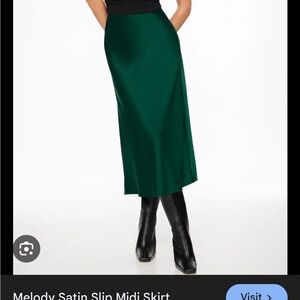 Dynamite Satin Slip Midi Skirt - Deep Emerald